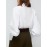 Lantern Sleeve Shirred Blouse, Casual Button Front Solid Blouse, Women's Clothing