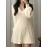 Solid Cable V Neck Sweater Dress, Casual Long Sleeve A Line Dress, Women's Clothing