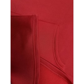 Solid Drawstring Pocket Hooded Dress, Casual Long Sleeve Dress For Spring & Fall, Women's Clothing